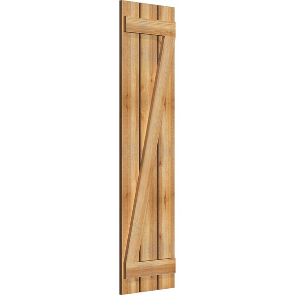 Spaced Board-n-Batten Shutters W/Z-Bar, Rough Sawn Western Red Cedar, 17 1/8W X 64H